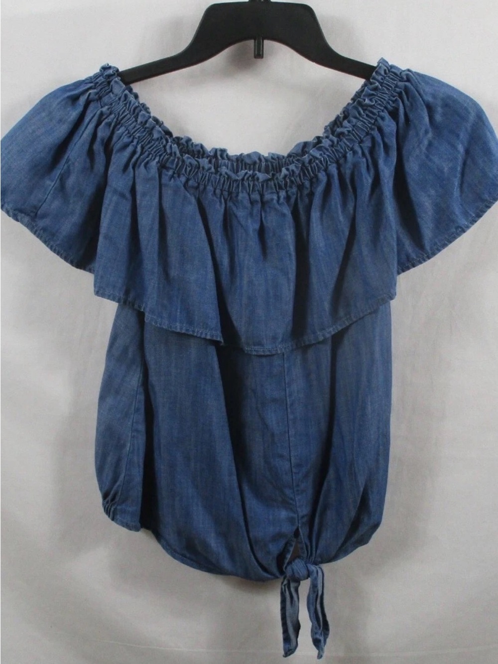 NWT Crown & Ivy women's size xxl denim tie waist blouse
